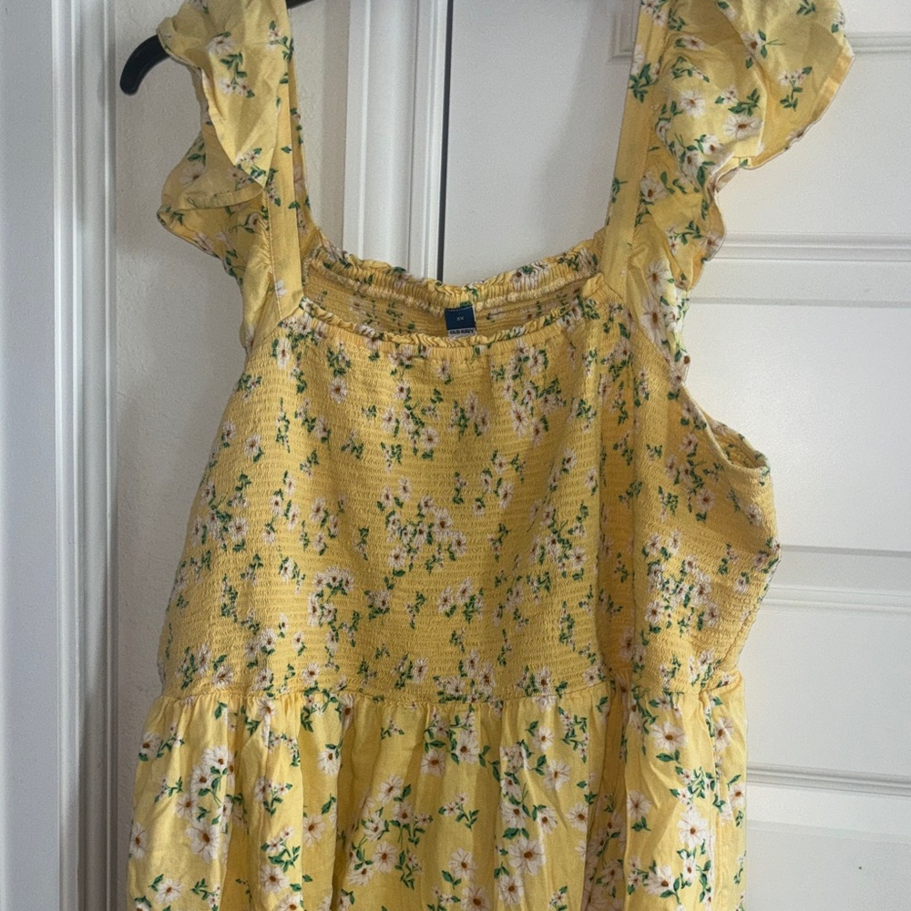Old Navy Yellow Floral Smocked Dress